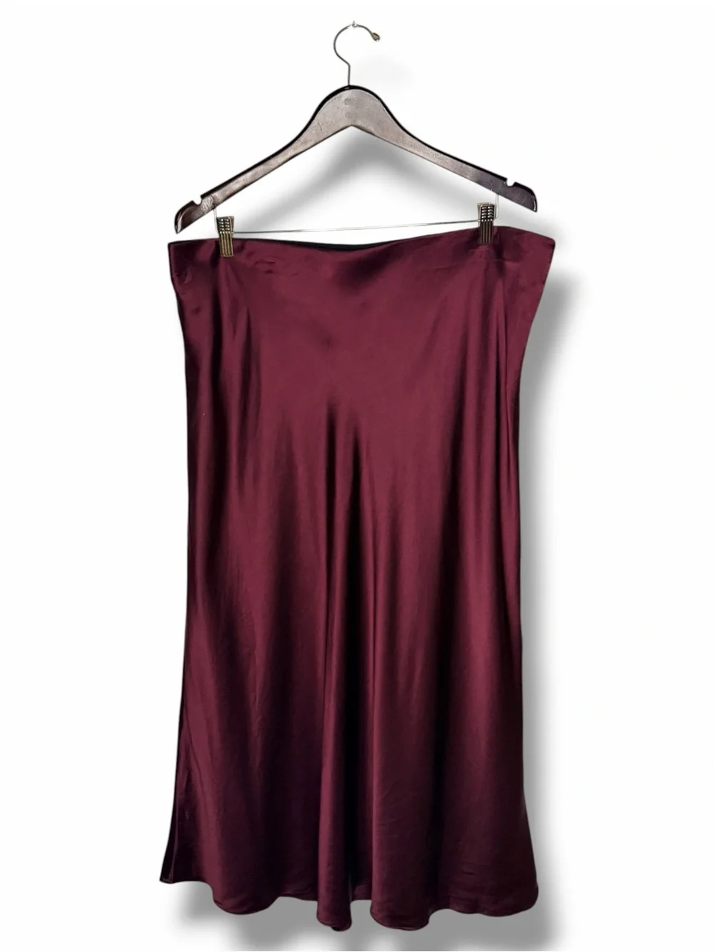 Quince Burgundy/Wine Tasting Washable Silk Midi Skirt Preppy Classic Size 2X